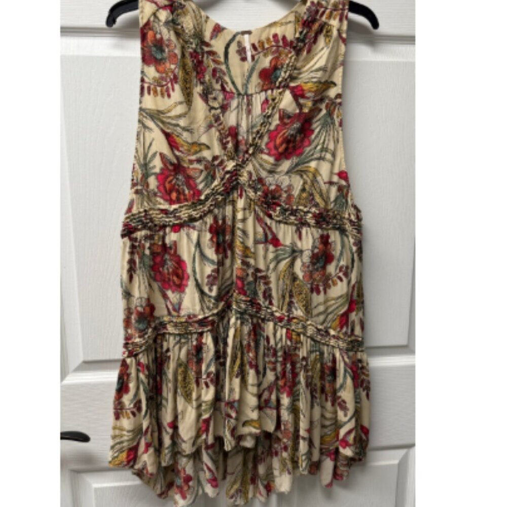 Free People Floral Sleeveless Dress - Red and Cream